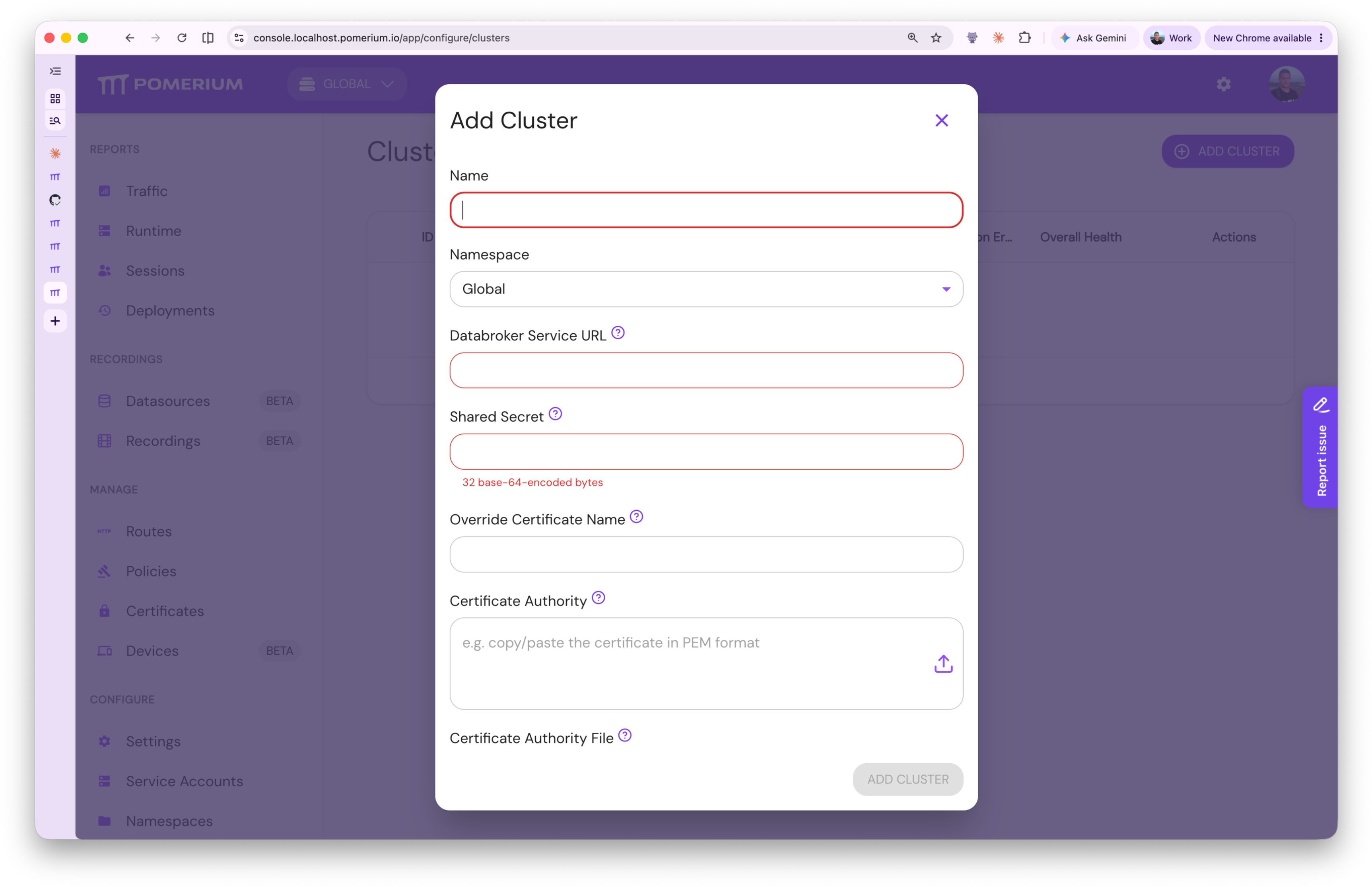 Connect Cluster to Enterprise
