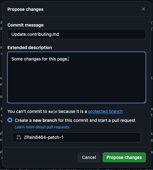 Adding proposed changes in the docs repository