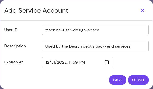 Adding a unique service account