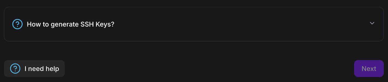 The guided SSH route help panel in the Zero Console