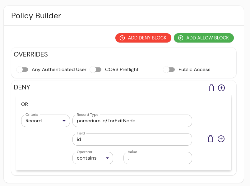 TorExitNode Policy in the Builder view