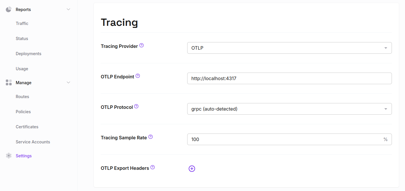 Zero tracing config