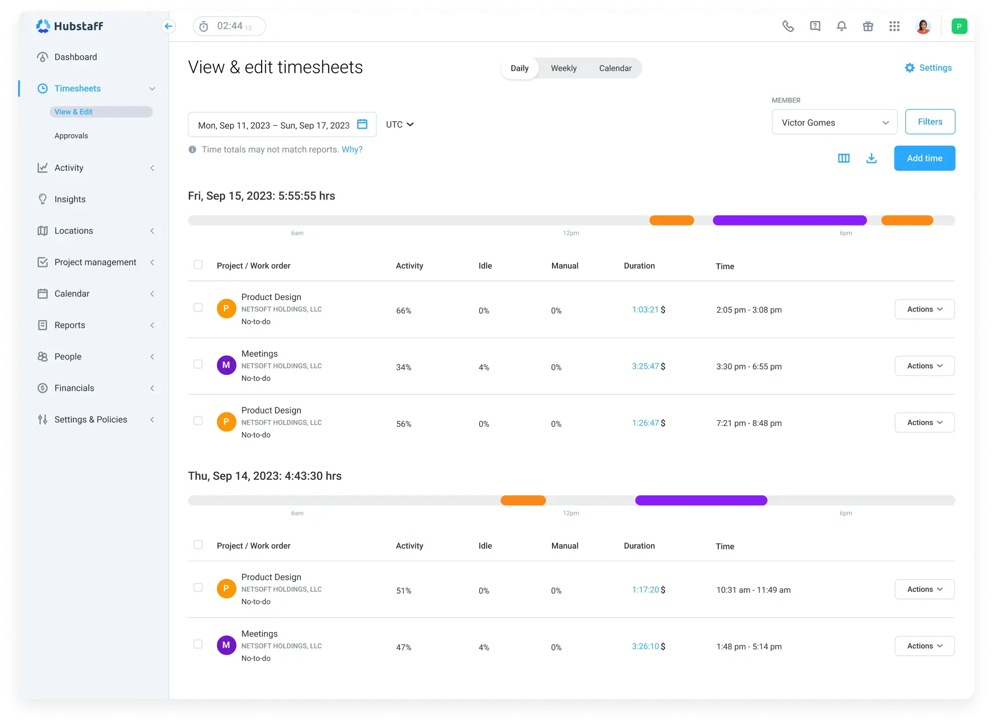 hubstaff for remote team time tracking