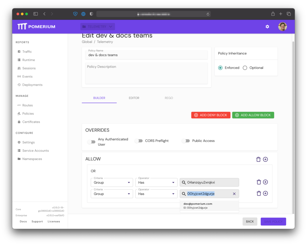 policy builder ui